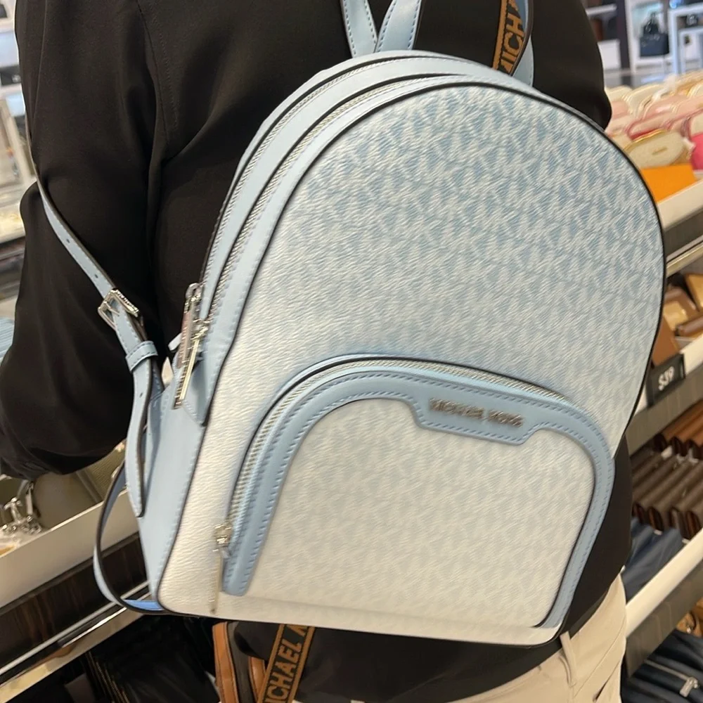 MICHAEL KORS Jaycee Medium Ombré Signature Logo Backpack Light Sky NWT
